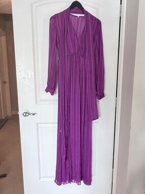 Sheer purple maxi dress -with belt / scarf